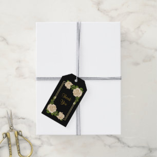Etiqueta Para Presente Rosas de Marfim Elegantes & Brilho Dourado Anivers