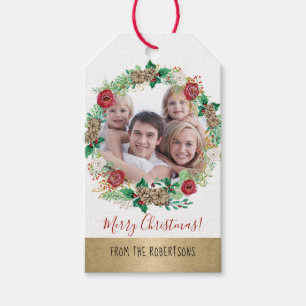 Etiqueta Para Presente Rosas de Natal Wreath Gol Peony Fotografia Floral