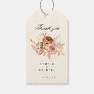 Etiqueta Para Presente rosas marrons de champanhe obrigado de casamento r
