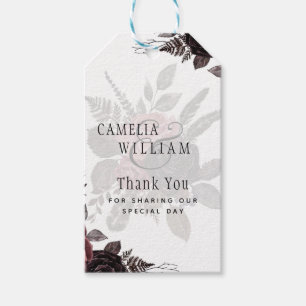 Etiqueta Para Presente Rosas Negras Escuros de Borgonha Queda Inverno