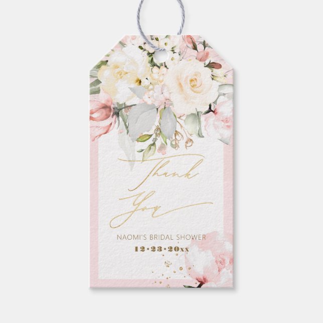 Etiqueta Para Presente Rosas PixDezines H2 Blush Cream Obrigado (Frente)