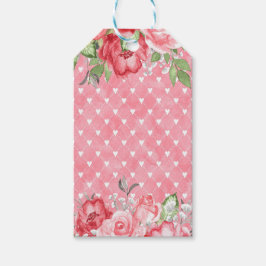 Etiqueta Para Presente Rosas Rosa e Vermelhas Elegantes sobre Fundo Rosa 