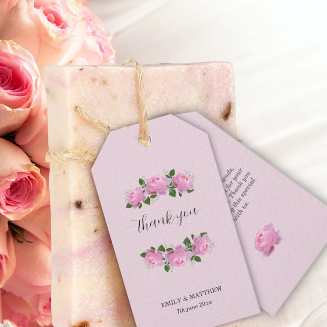 Etiqueta Para Presente Rosas Rosa Fragrantes, Casamento Obrigado, (Criador carregado)