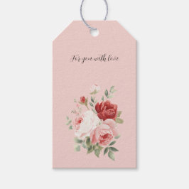 Etiqueta Para Presente Rosas Vermelhas Brancas Rosa Choque Floral Chá de