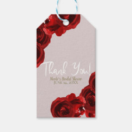 Etiqueta Para Presente Rosas Vermelhas de Aquarela Bege Moderno Casamento