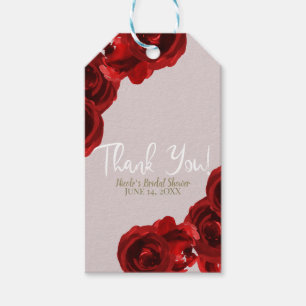 Etiqueta Para Presente Rosas Vermelhas de Aquarela Bege Moderno Casamento