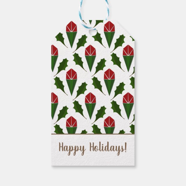 Etiqueta Para Presente Rosas vermelhas Vibrantes Personalizadas, Arte Hol (Verso)