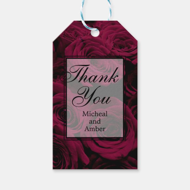 Etiqueta Para Presente Rosas vermelho-escuro (Frente)