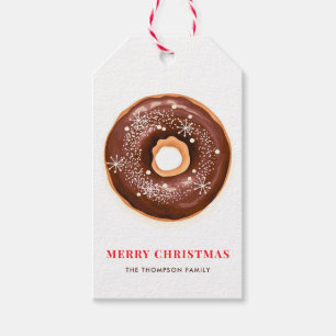Etiqueta Para Presente Rosquinha de chocolate e flocos de neve Natal