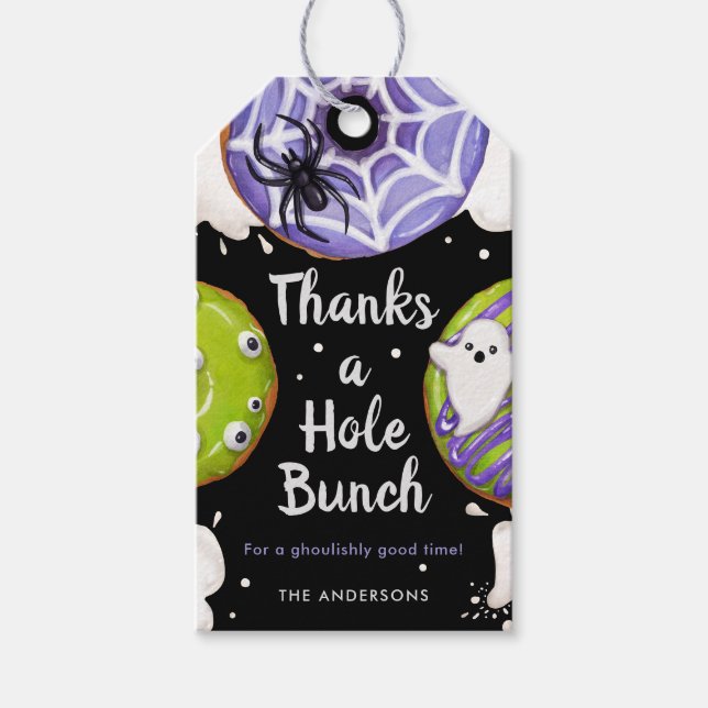 Etiqueta Para Presente Rosquinhas Halloween Obrigado Personalizável (Frente)