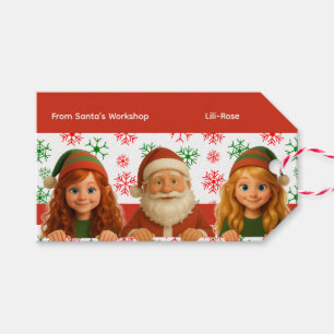 Etiqueta Para Presente Rostos de Papai Noel e Elfo Presente de Natal Di