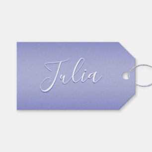 Etiqueta Para Presente Roteiro Cursivo Editável Violeta Branco e Roxo