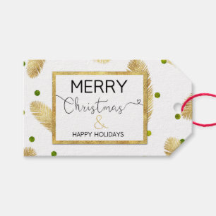 Etiqueta Para Presente Roteiro do brilho do ouro do Feliz Natal - Tag do