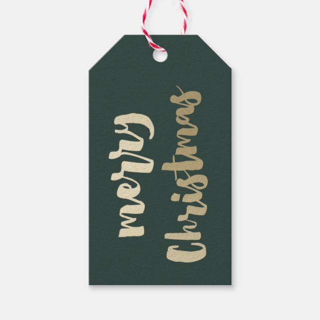Etiqueta Para Presente Roteiro Moderno Feliz Natal Dourado (Frente)