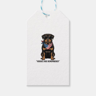 Etiqueta Para Presente Rottweiler Patriótico Cão Herói Design Vintage_1