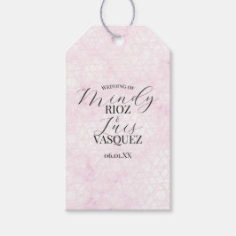 Etiqueta Para Presente Rótulo de Casamento Rosa Abstrato Mármore Preto