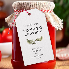 Etiqueta Para Presente Rótulo de Chutney de Tomate com folha de tomate em