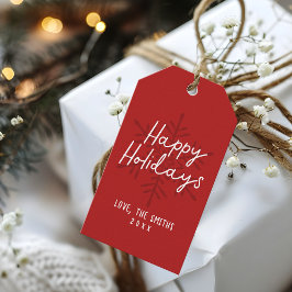 Etiqueta Para Presente Rótulo de Natal Moderno Feliz Férias Flocos de Nev