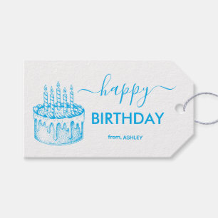 Etiqueta Para Presente Rótulo Feliz Aniversário Tipo de Letra Casual Azul