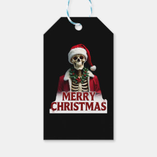 Etiqueta Para Presente Roupa de Esqueleto do Papai Noel Crânio Natal Dive