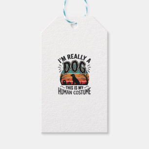 Etiqueta Para Presente Roupa Humana de Cachorro Engraçada Halloween Vinta