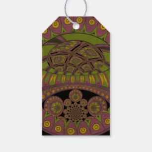 Etiqueta Para Presente Roxo Africano e Caleidoscópio Amarelo Tradicional