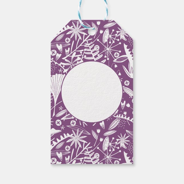Etiqueta Para Presente Roxo Botânico Moderno (Verso)