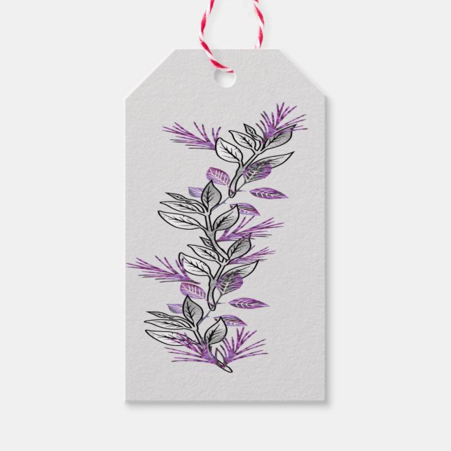 Etiqueta Para Presente Roxo e Siler Sprig Gift (Frente)
