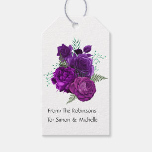 Etiqueta Para Presente Roxo e Verde Floral