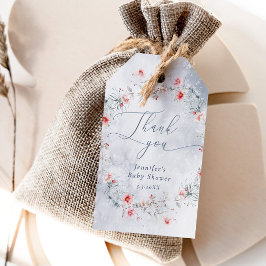 Etiqueta Para Presente Rua azul poeirenta da neve de inverno Obrigado