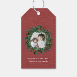 Etiqueta Para Presente Rua Russa e Red Faux Burlap Foto Natal