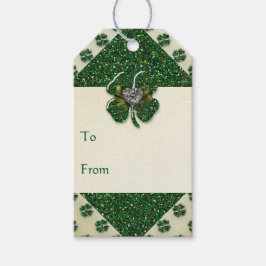 Etiqueta Para Presente Rua, Shamrock Sparkly do Patrick com o Coração