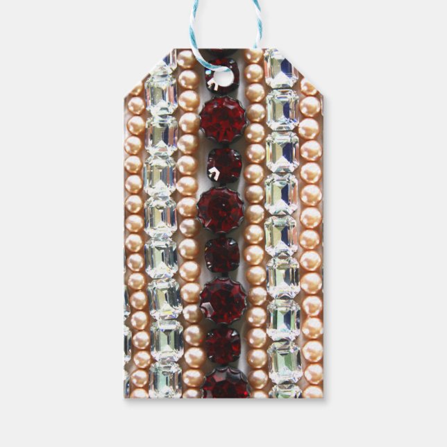 Etiqueta Para Presente Rubis, Rhinestone, diamantes, joias, pérolas (Frente)