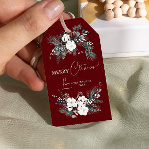 Etiqueta Para Presente Ruby Red Greenery Vintage Feliz Natal