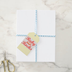 Etiqueta Para Presente Ruby Rocks design red e mellow creme