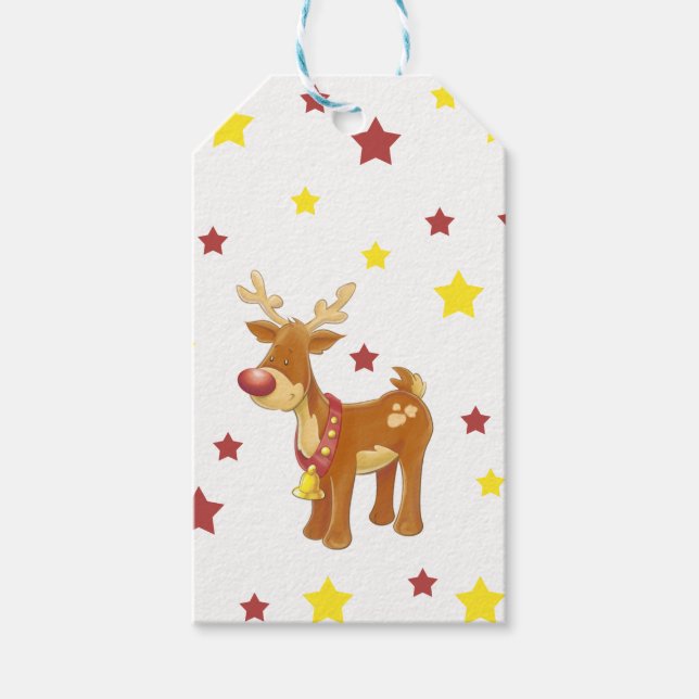 Etiqueta Para Presente Rudolph, as estrelas de Natal ruidosas (Frente)