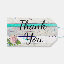 Etiqueta Para Presente Ruptura de madeira russa, rosa branca e rosa, obri