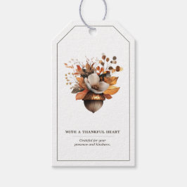Etiqueta Para Presente Rustic Acorn Floral White Fall Gift and Favor Tag