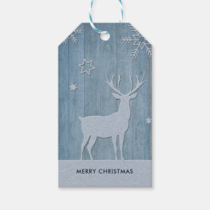 Etiqueta Para Presente Rustic Blue Wood Reindet — Natal
