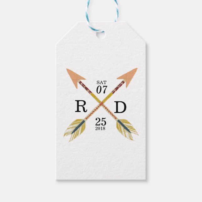 Etiqueta Para Presente Rustic & Bohemian | Seta Cruzada | Casamento Perso (Frente)