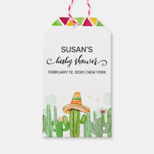 Etiqueta Para Presente Rustic Boho Fiesta Cactus Taco Sobre Um Chá de fra