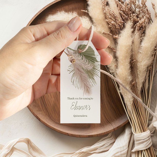 Etiqueta Para Presente Rustic Boho Pampas Grass Obrigado (Favor tags from my Western Boho Quinceanera Collection)