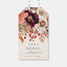 Etiqueta Para Presente Rustic Borgonha Floral Outono Chás de Noiva 