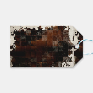 Etiqueta Para Presente Rustic Brown Patchwork Cowhide
