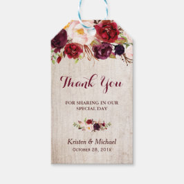 Etiqueta Para Presente Rustic Burgundy Floral Weds Favor Obrigado