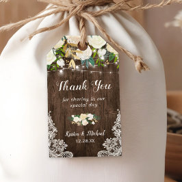 Etiqueta Para Presente Rustic Chic Floral Lace Casamento Favor Obrigado