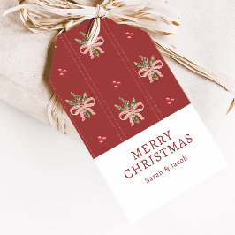 Etiqueta Para Presente Rustic Christmas Bows Gift Tag
