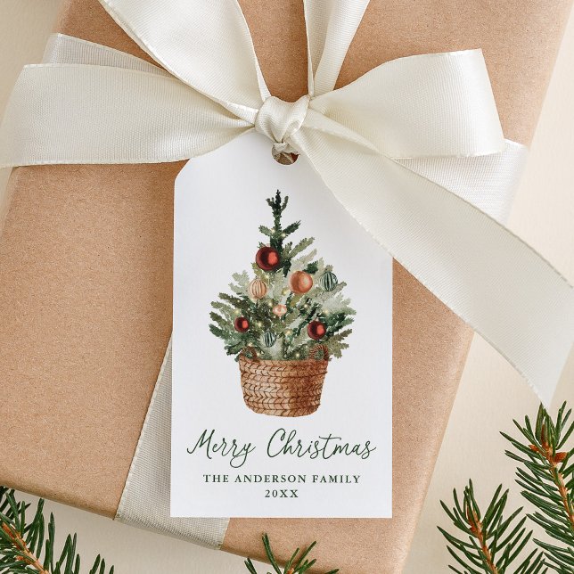 Etiqueta Para Presente Rustic Christmas Tree Ornaments Holiday (Criador carregado)