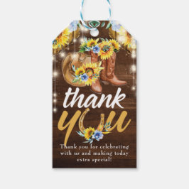 Etiqueta Para Presente Rustic Cowgirl Boots Floral Obrigado