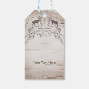 Etiqueta Para Presente Rustic Deer & Branches White Birch Wedch Favor